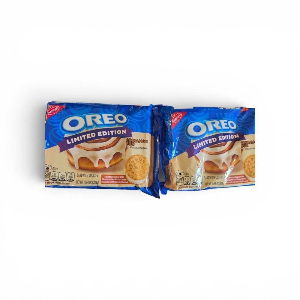 2x Limited Edition Oreo Cinnamon Bun Cookies 10.68 oz Each NEW Rare HTF Sealed
